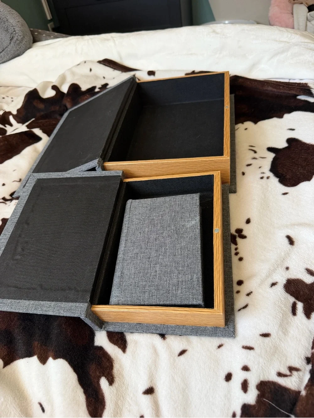 Gray Fabric-Covered Decorative Book Set - Brand Unspecified
